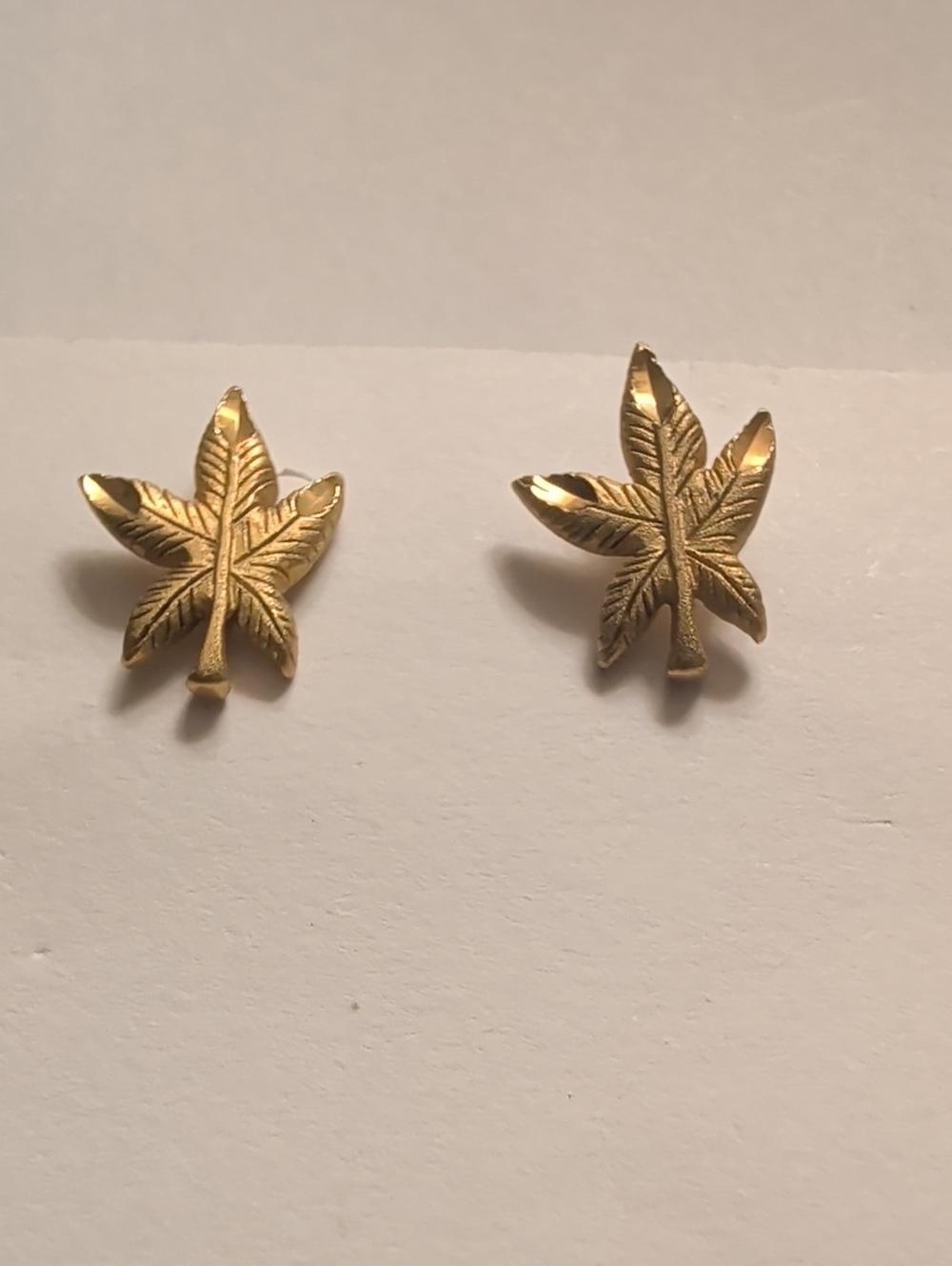 Maple Leaf Earrings Gold tone post pierced backs Autumn Nature Lover Trees